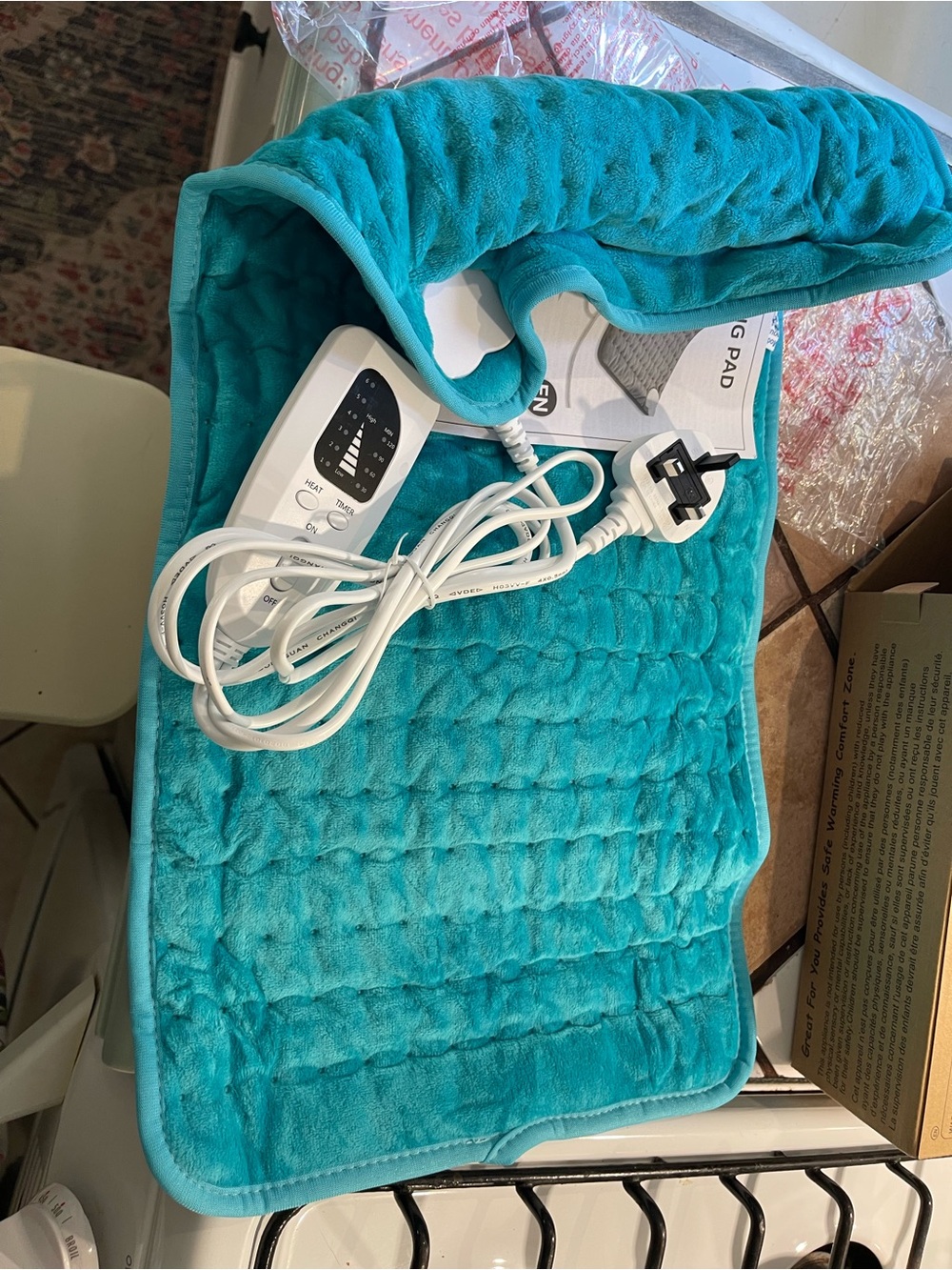 Turquoise Electric Heating Pad with Controller